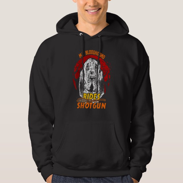 Bloodhound Rides Shotgun Halloween Hoodie (Front)