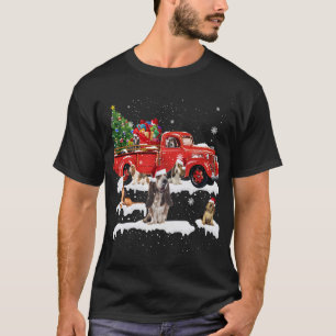 Bloodhound Riding Red Truck Merry Christmas X-mas  T-Shirt