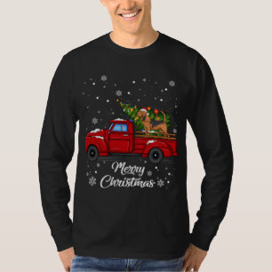 Bloodhound Riding Red Truck Merry Xmas Tree Dog Lo T-Shirt