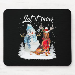 Bloodhound Santa Dog Christmas Snowman Xmas Pajama Mouse Pad