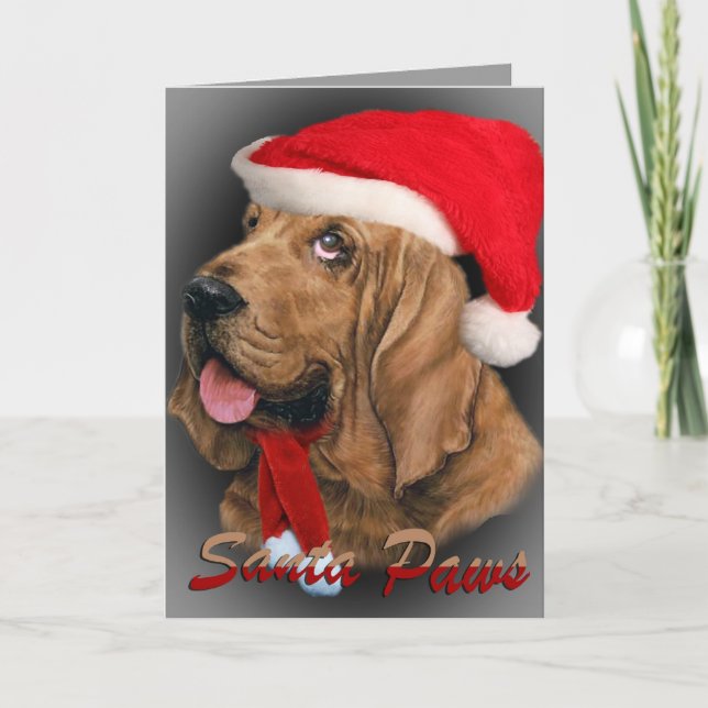Bloodhound  Santa Paws cards (Front)