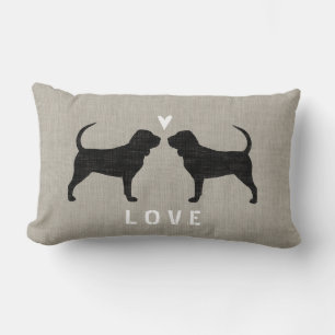 Bloodhound Silhouettes with Heart and Text Lumbar Cushion