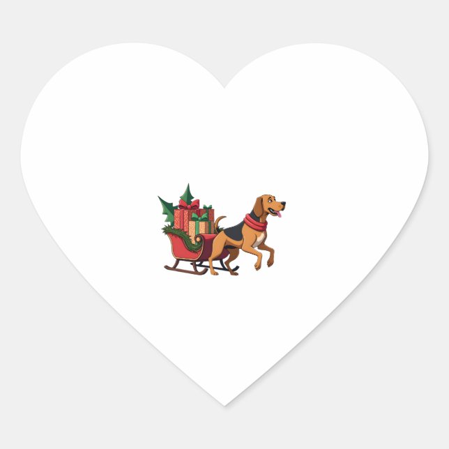 Bloodhound Sleigh Puller Heart Sticker (Front)