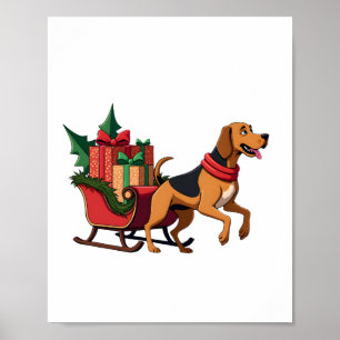 Bloodhound Sleigh Puller Poster