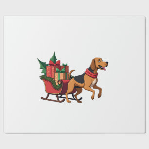 Bloodhound Sleigh Puller Wrapping Paper