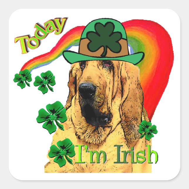 Bloodhound st Patricks Square Sticker (Front)