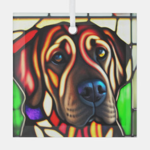 Bloodhound "Stained Glass"  Glass Tree Decoration