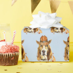 Bloodhound with Sheriff Cowboy Hat Wrapping Paper