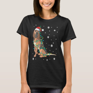 Bloodhound Wrapped In Christmas Lights Dog T-Shirt