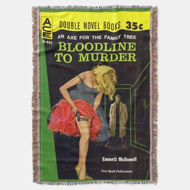 Bloodline to Murder pulp cover Throw Blanket (Front Vertical)