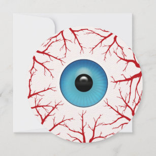 Bloodshot Eyeball Round Halloween Party Invitation
