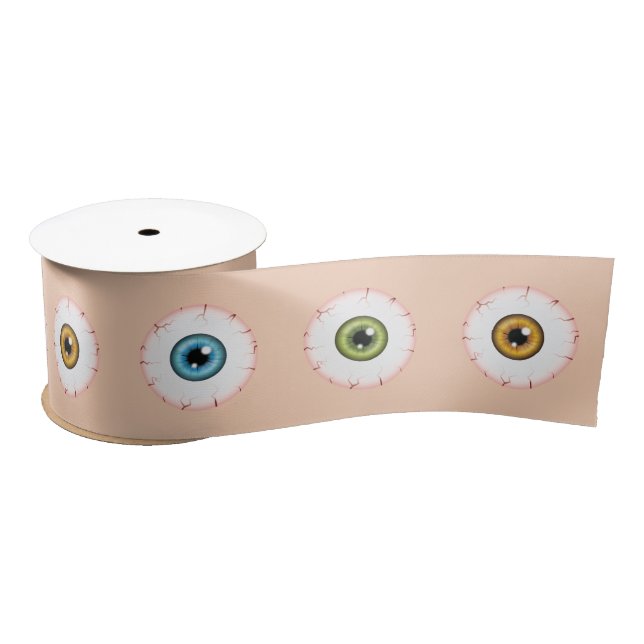Bloodshot Halloween Eyeballs In Different Colours Satin Ribbon (Spool)
