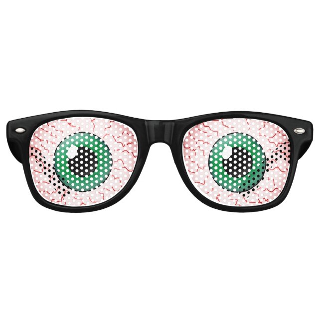 Bloodshot Veins Green Eyes Halloween Party Costume Retro Sunglasses (Front)