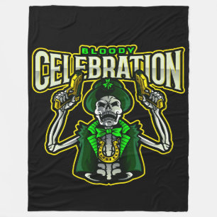 Bloody Celebration Skeleton Leprechaun Fleece Blanket