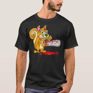 Bloody Chainsaw Spooky Halloween Gift Idea Squirre T-Shirt