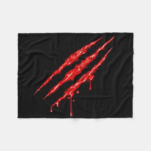  Bloody Claw Marks Fleece Blanket (Front (Horizontal))