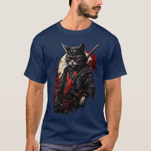 Bloody Demon Samurai Cat In Kimono gift boy T-Shirt