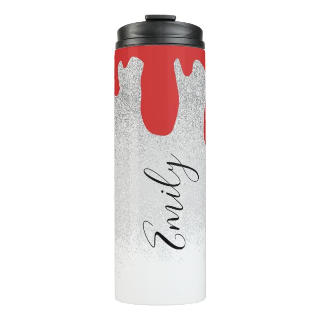 Bloody Dripping Sparkles Monogrammed Name      Thermal Tumbler (Front)