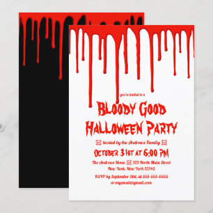 Bloody Good Red Dripping Blood Halloween Party Invitation