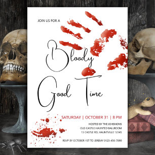 Bloody Good Time Halloween Invitation, Bloody Hand Invitation