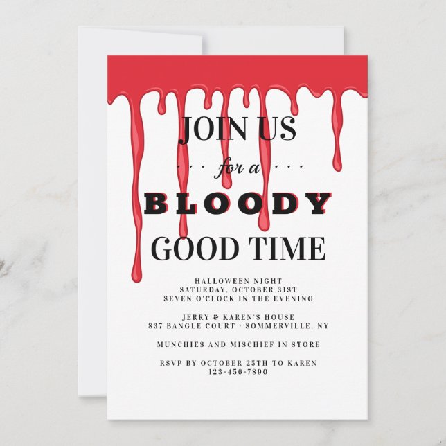 Bloody Good Time Halloween Party Invitation (Front)