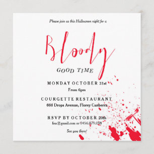 Bloody Good time Scary Party Halloween Invitation