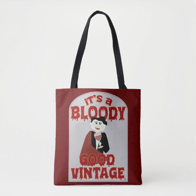 Bloody Good Vintage Cartoon Halloween Vampire Tote Bag (Front)