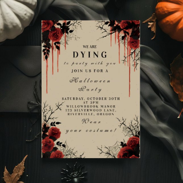 Bloody Gothic Roses Halloween Party Invitation (Creator Uploaded)