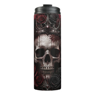 Bloody Gothic Skull Crown and Rose Thermal Tumbler