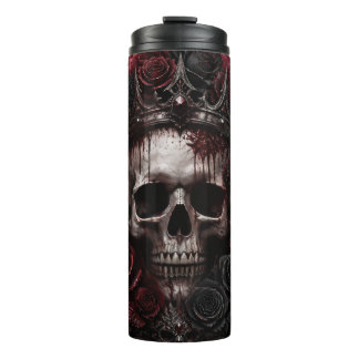 Bloody Gothic Skull Crown and Rose  Thermal Tumbler