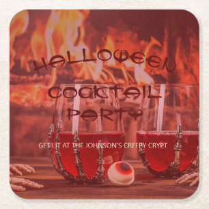 Bloody Halloween Cocktail Party Square Paper Coaster