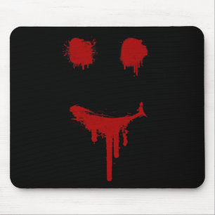 Bloody Halloween Costume I Blood Splatter Smile Mouse Pad