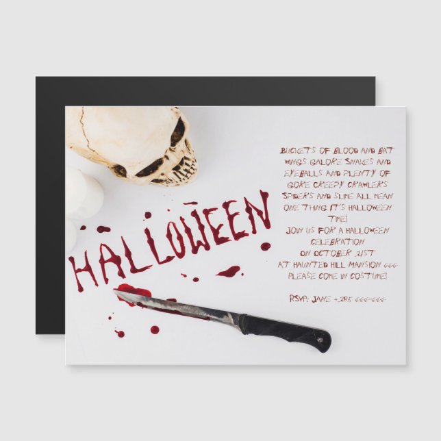 Bloody Halloween Party Magnetic Invitation (Front/Back)