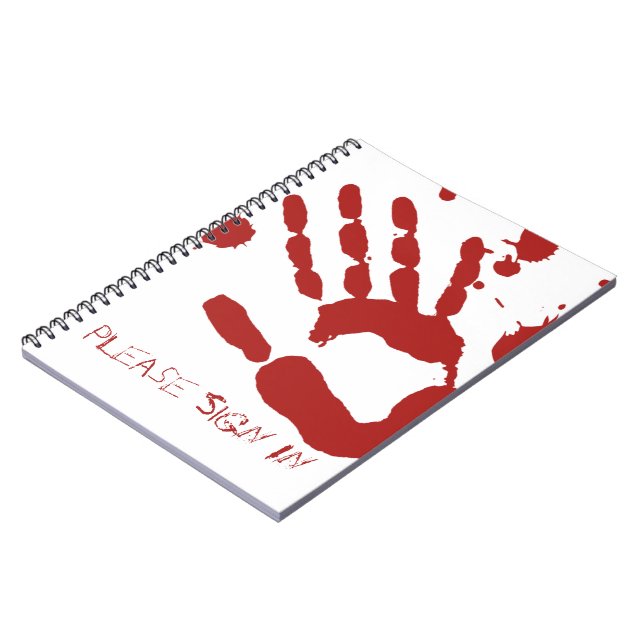 Bloody Hand Blood Spatter Halloween Guestbook Notebook (Left Side)
