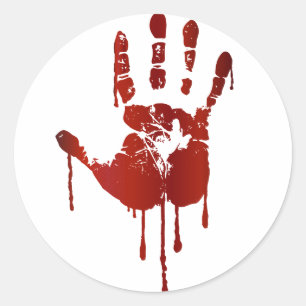 Bloody hand classic round sticker