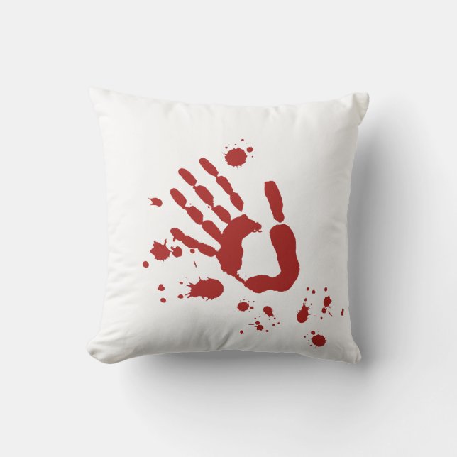 Bloody Hand Print Blood Spatter Halloween Props Cushion (Front)
