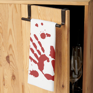 Bloody Hand Print Blood Spatter Halloween Props Tea Towel