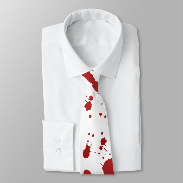 Bloody Hand Print Blood Spatter Splatter Halloween Tie (Tied)