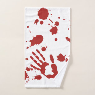 Bloody Hand Print Spatter Halloween Hand Towel