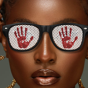 Bloody Hand Red & White Spooky Halloween Retro Sunglasses