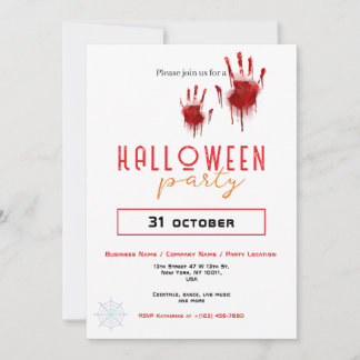 Bloody Handprint Business Halloween Party Custom Invitation
