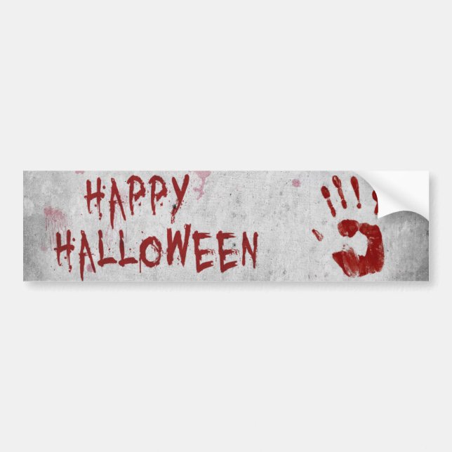 Bloody Handprint Halloween Bumper Sticker (Front)