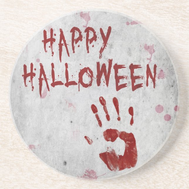 Bloody Handprint Halloween Coaster (Front)