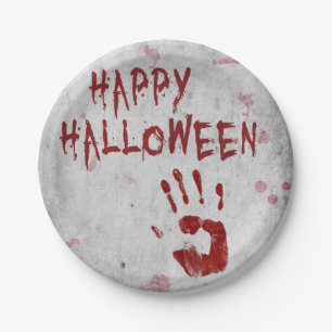 Bloody Handprint Halloween Paper Plate