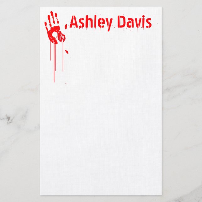 Bloody Handprint Halloween Stationery (Front)