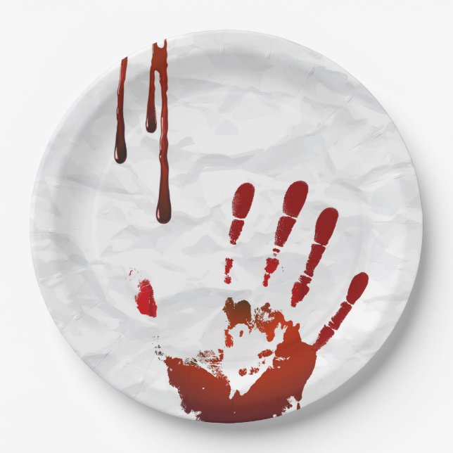 Bloody handprint paper plate (Front)