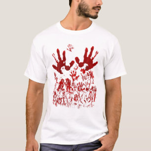 Bloody Handprint Red Blood Splatters Zombie Outbre T-Shirt