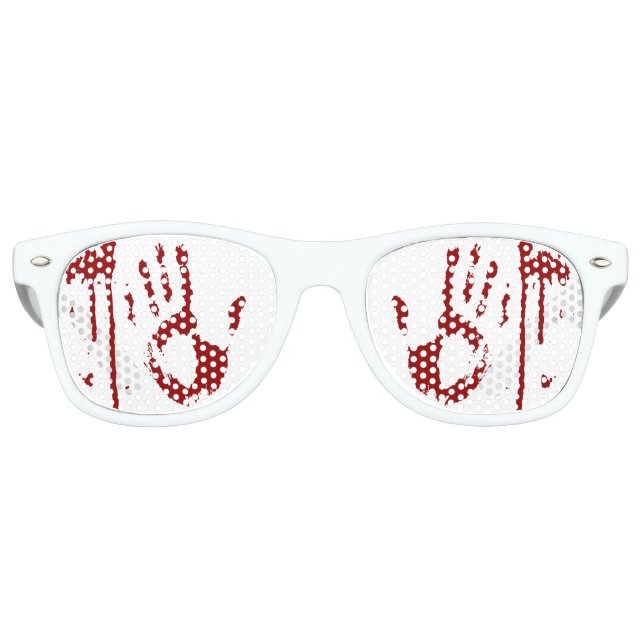 Bloody Handprints Evil Doctor Dripping Blood Retro Sunglasses (Front)