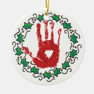 Bloody Holiday Hand Ceramic Tree Decoration