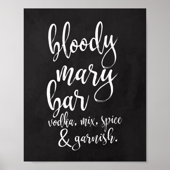 Bloody Mary Bar Chalkboard 8x10 Wedding Sign (Front)